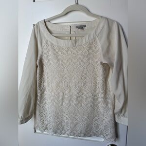 H&M Women's Cream Lace Front Blouse size 6